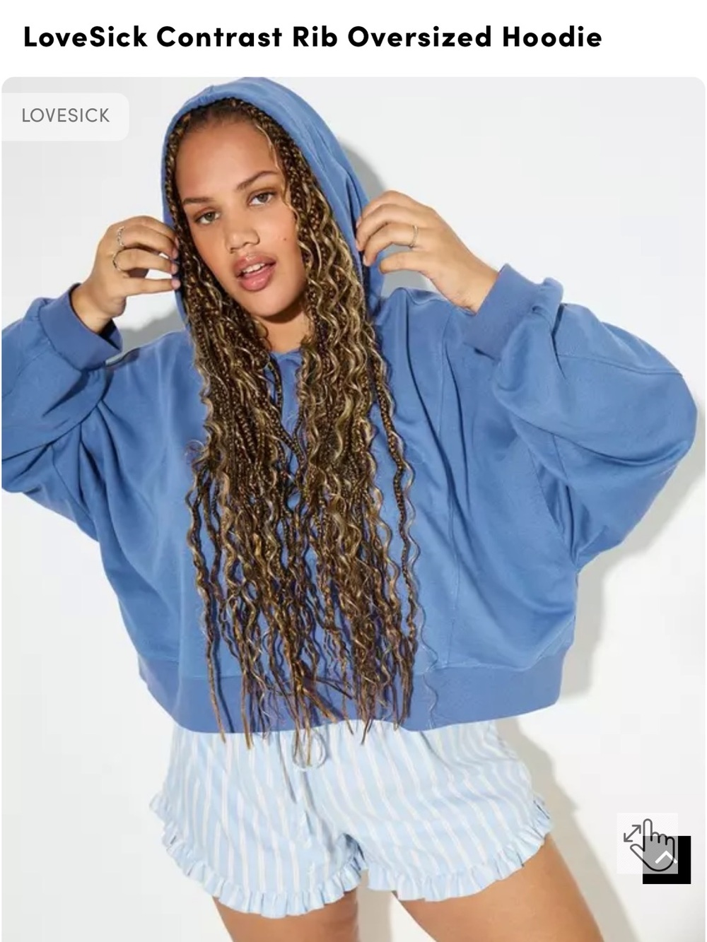 NWT Torrid Size 2-Lovesick Blue Oversized Hoodie
